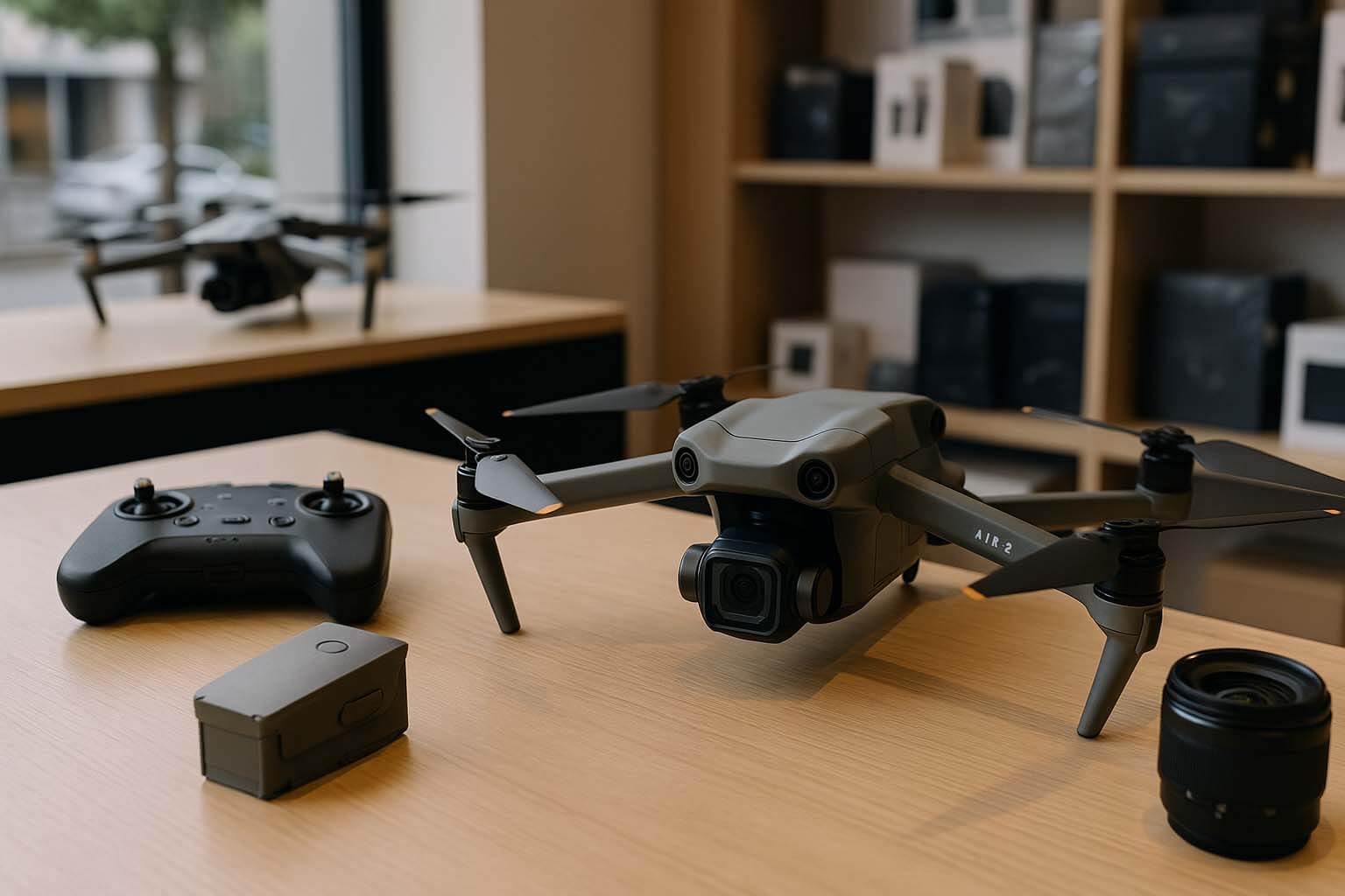 台南 DJI 空拍機收購現場，DJI Air 2 現金估價流程示意圖